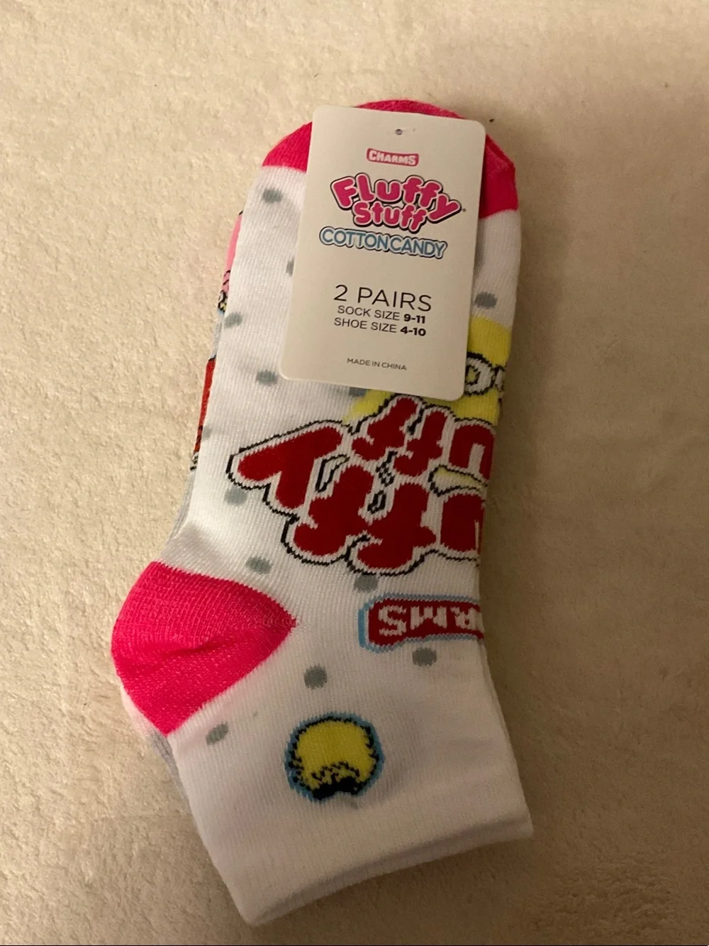 Cotton Candy Men's Crew Socks in White & Pink - 2 Pairs